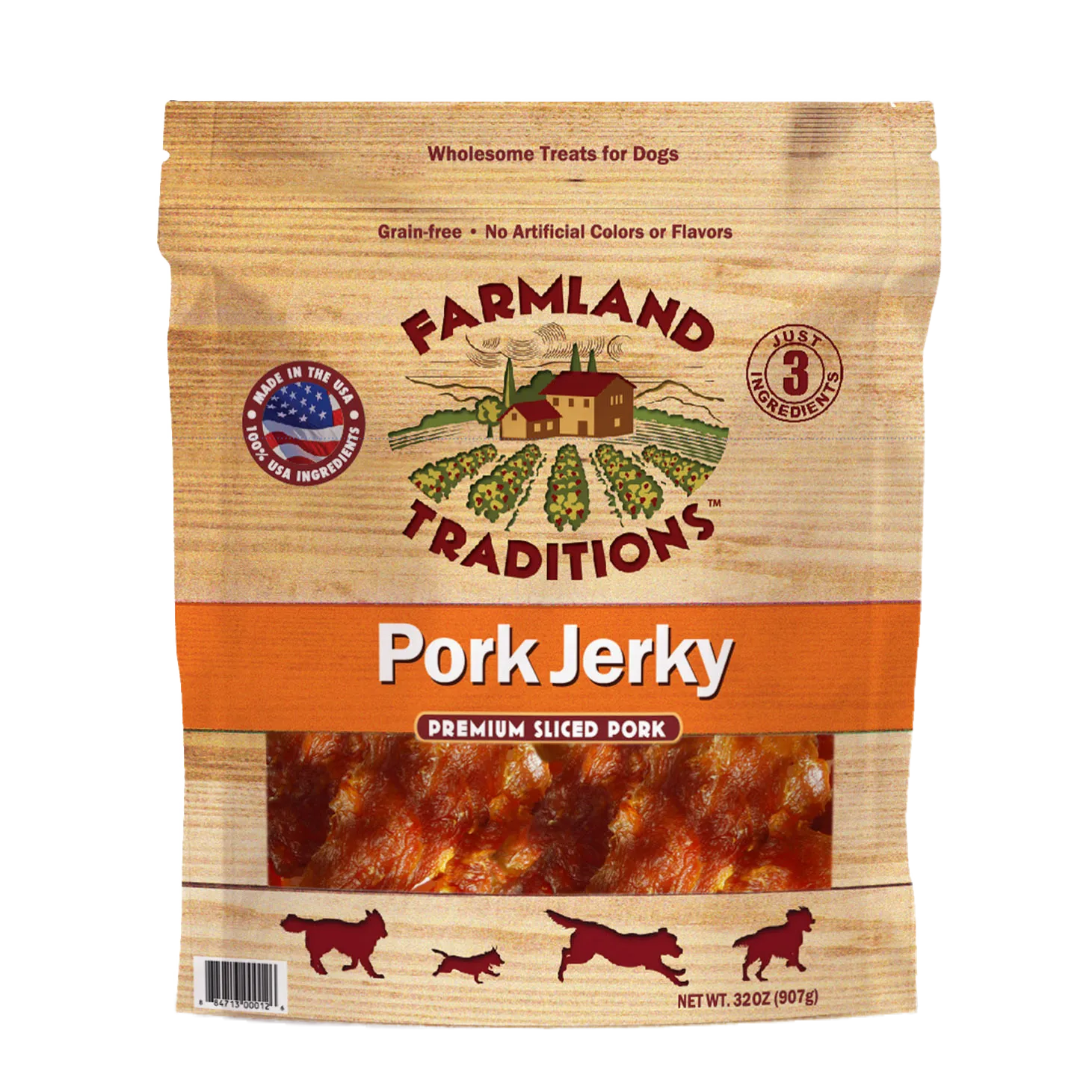 884713000126 Farmland Traditions Pork Jerky 32Oz