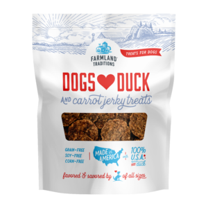 Dogs ♥ Duck & Carrot Jerky Treats front of bag