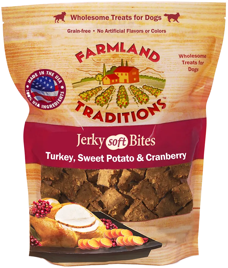 Classic Jerky Treats Jerky Soft Bites Turkey, Sweet Potato & Cranberry front of bag