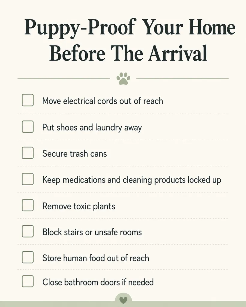 puppy-proof your home before the arrival checklist